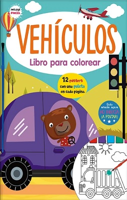 vehiculos libro para colorear con pincel